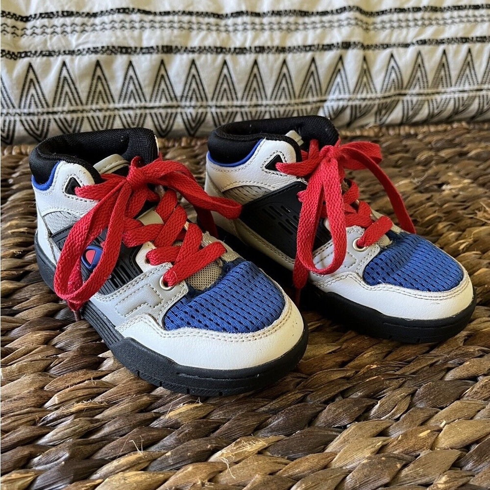 Champion High Tops Kids Size 9 Red Blue Black Youth Toddler Sneaker Shoes